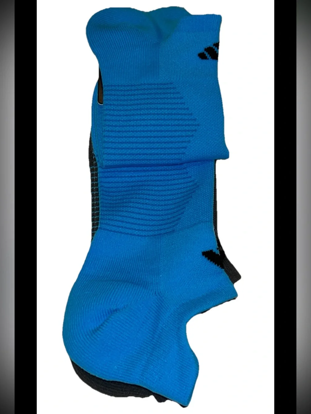 Adidas Training No Show Socks 2 Pair Men 8-12 W 10-13 Blue Gray wBlack Logo NEW